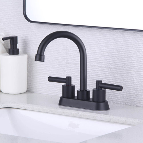 HOTTIST 4 Inch 2 Handle Centerset Black Bathroom Faucets, LeadFree